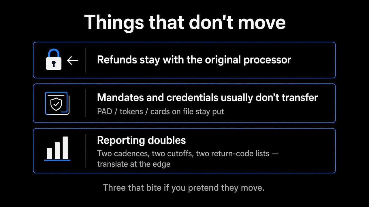 Things that don't move — refunds, mandates, reporting